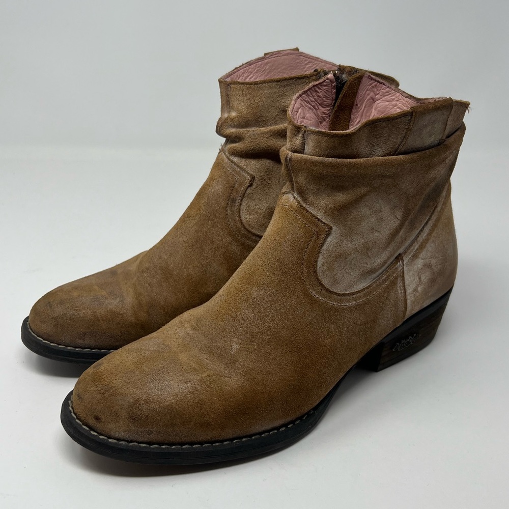 Women's Tan Suede Ankle Booties - Classic Slip-On Style